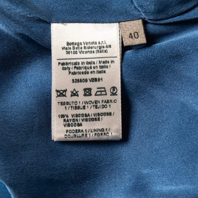 Pre Owned Bottega Veneta Blue Crepe V-Neck Long Sleeve Maxi Dress S
