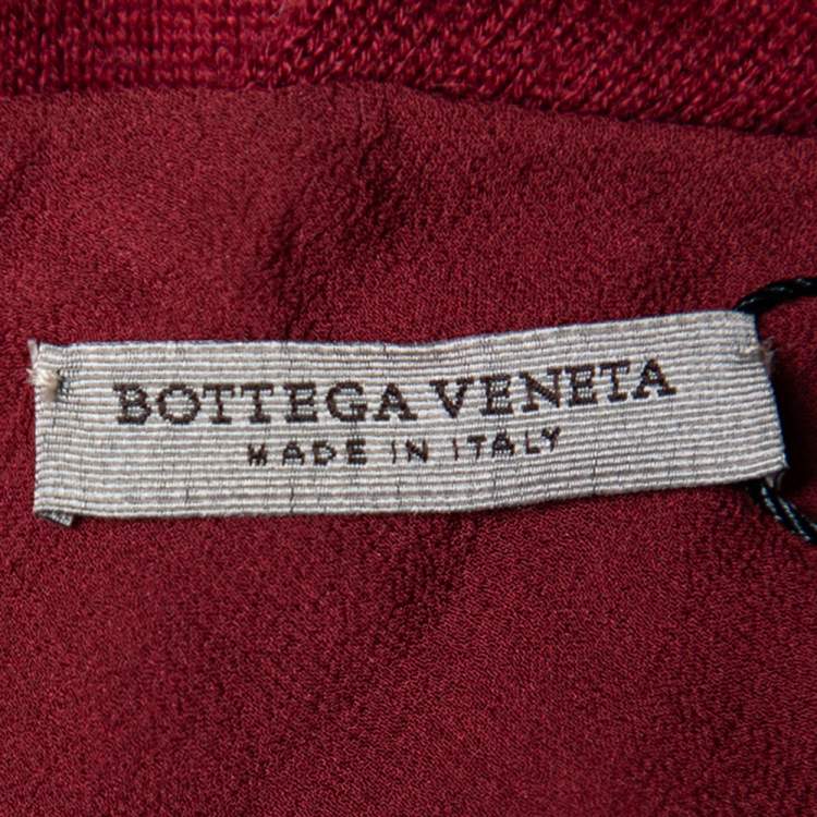 Pre Owned Bottega Veneta Red Cashmere & Silk Open Front Cardigan M
