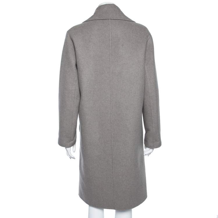 Pre Owned Bottega Veneta Grey Cashmere Open Front Belted Coat S