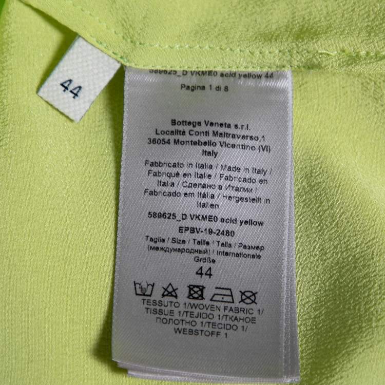 Pre Owned Bottega Veneta Green Silk & Quilted Plastron Detailed Tuxedo Shirt M