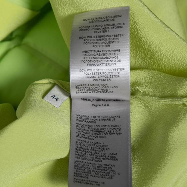 Pre Owned Bottega Veneta Green Silk & Quilted Plastron Detailed Tuxedo Shirt M