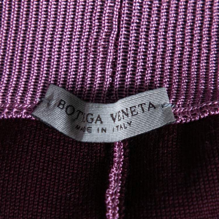 Pre Owned Bottega Veneta Pink Wool Knit Wide Leg Track Pants M