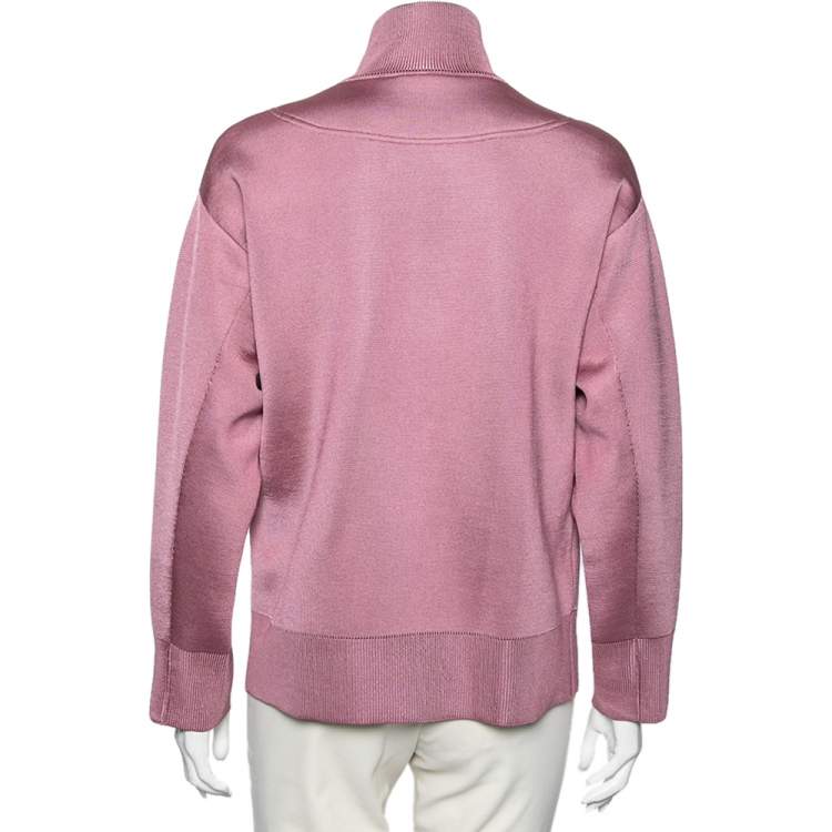 Pre Owned Bottega Veneta Pink Wool Knit Oversized Track Jacket S