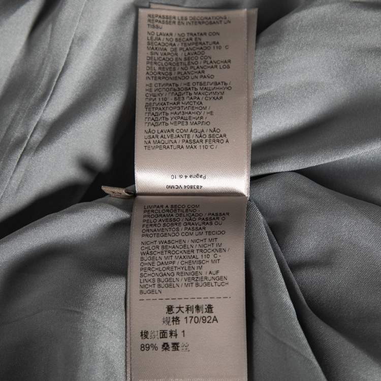 Pre Owned Bottega Veneta Blue Metallic Silk Embellished Belted Dress M