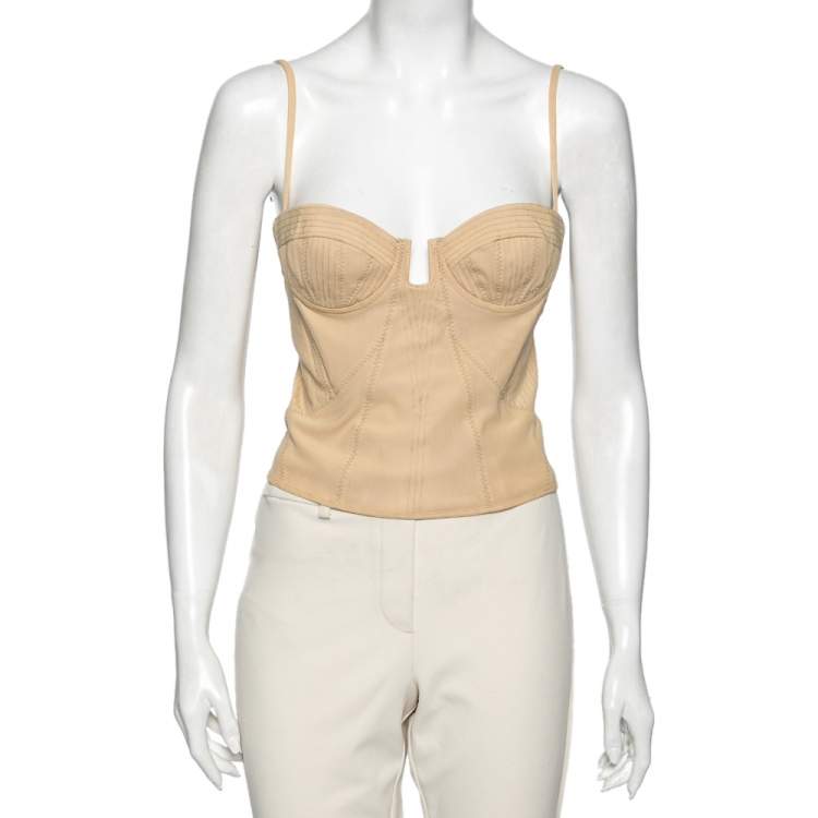 Pre Owned  Bottega Veneta Beige Knit Corset Top M