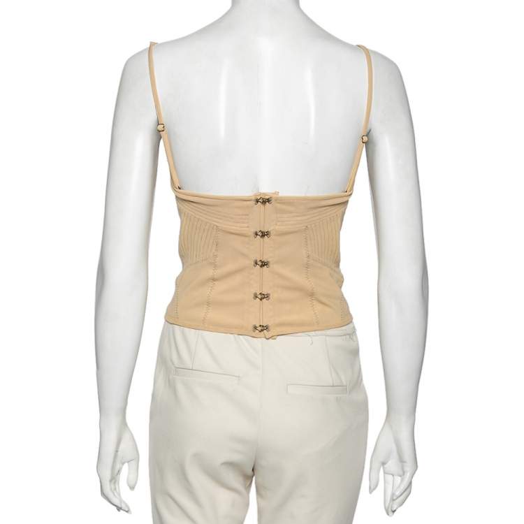 Pre Owned  Bottega Veneta Beige Knit Corset Top M