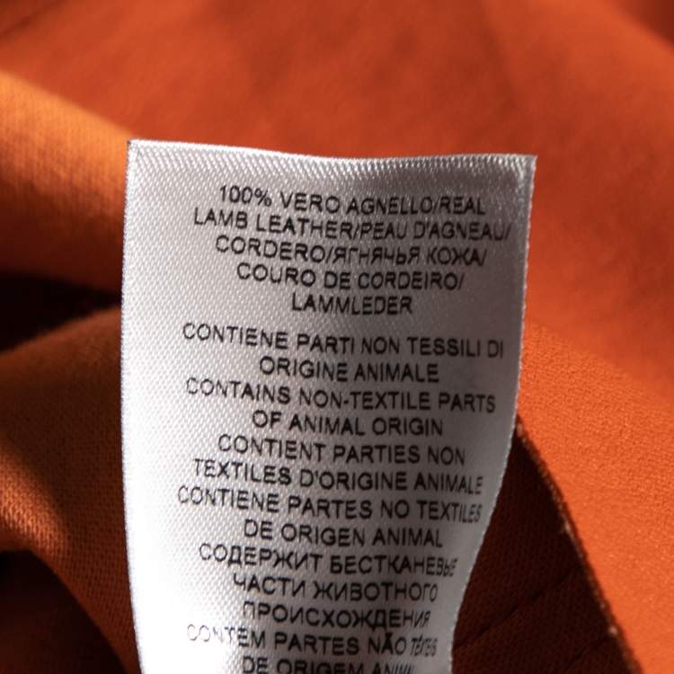 Pre Owned Bottega Veneta Orange Leather Wrap Detail Knee Length Dress S