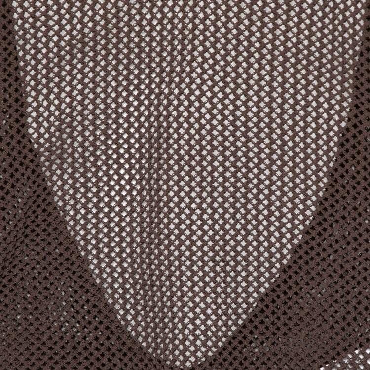 Pre Owned Bottega Veneta Brown Open Knit Halter Neck Bodysuit XL