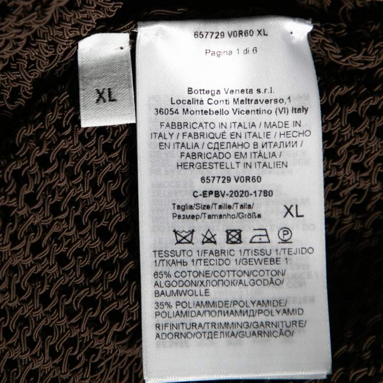 Pre Owned Bottega Veneta Brown Open Knit Halter Neck Bodysuit XL