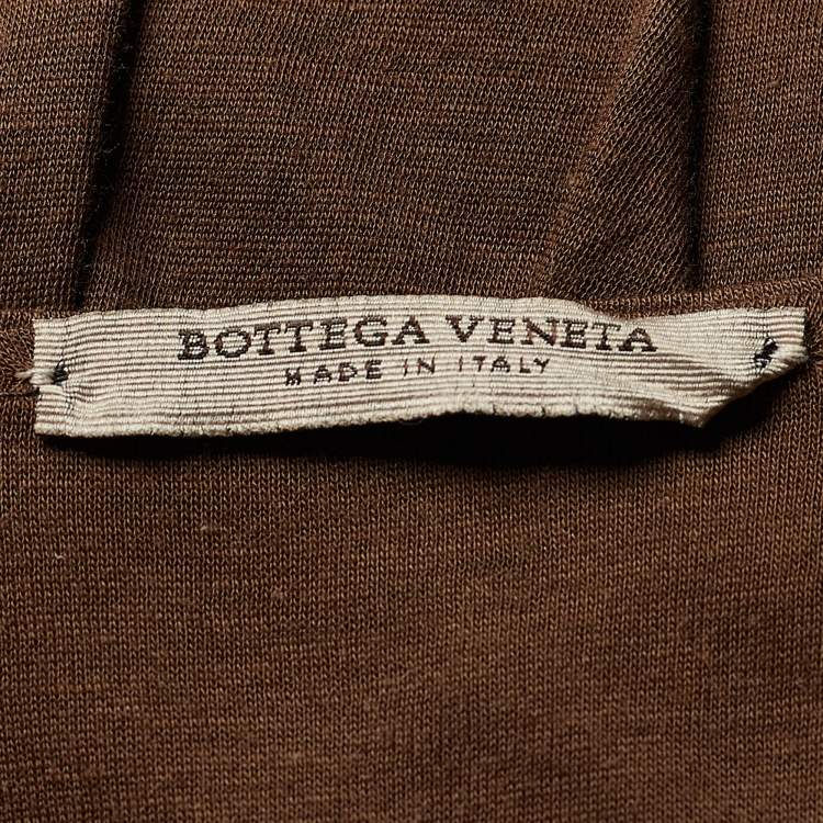 Pre Owned Bottega Veneta Brown Jersey Gathered Waist Top M