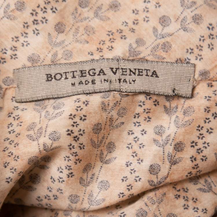Pre Owned Bottega Veneta Cream Floral Printed Cotton Short Sleeve Dress M