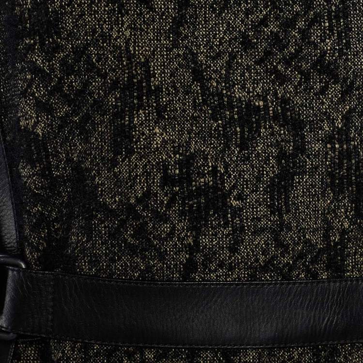 Pre Owned Bottega Veneta Black Linen Blend Leather Belt Dress L