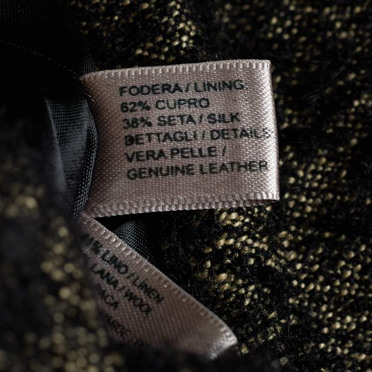 Pre Owned Bottega Veneta Black Linen Blend Leather Belt Dress L