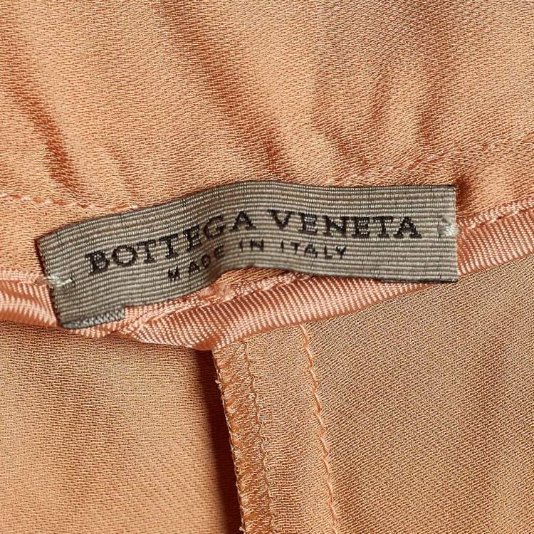 Pre Owned Bottega Veneta Orange Satin Straight Pants M