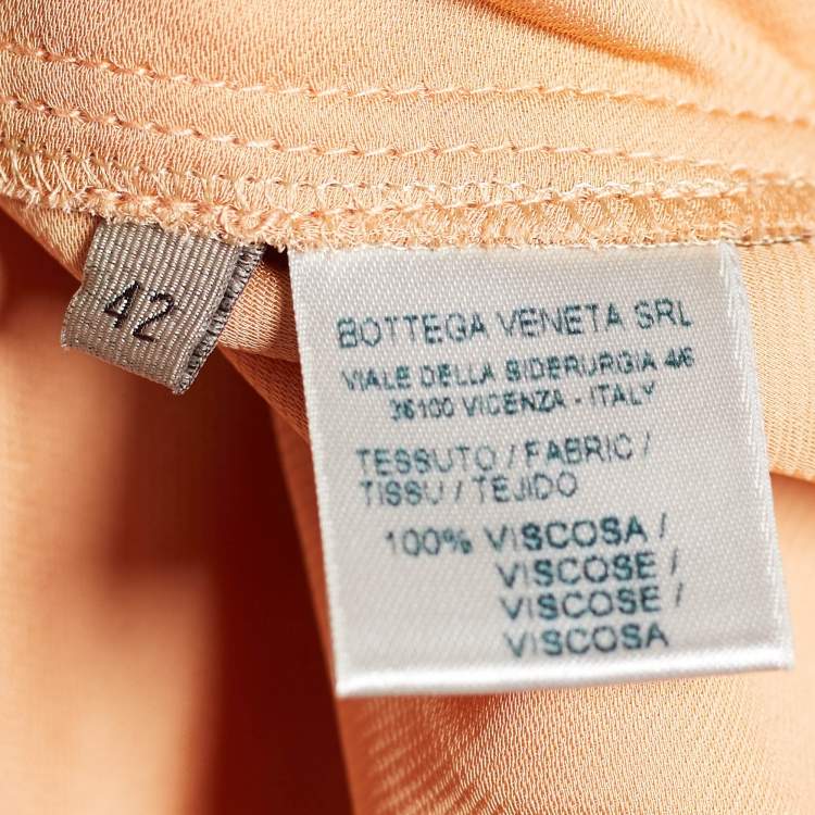 Pre Owned Bottega Veneta Orange Satin Straight Pants M