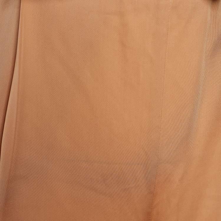Pre Owned Bottega Veneta Orange Satin Straight Pants M