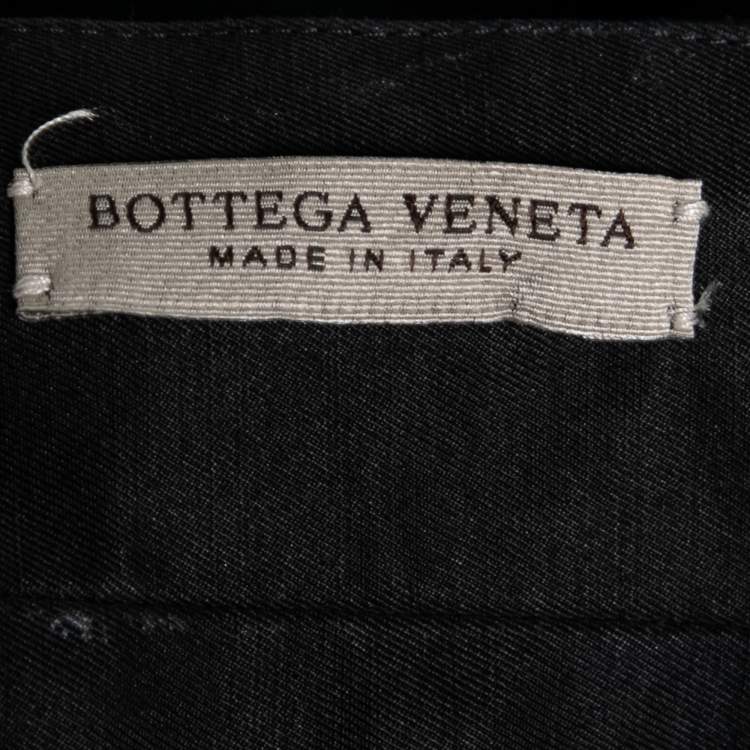 Pre Owned Bottega Veneta Black Cotton & Ramie Floral Appliqued Skirt M