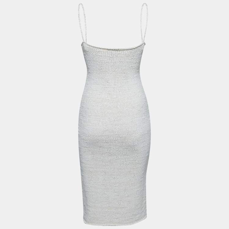 Pre Owned Bottega Veneta Cream Cotton Knit Sleeveless Dress XS