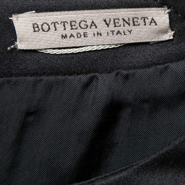 Pre Owned Bottega Veneta Black Crepe Studded Belted Dress M 