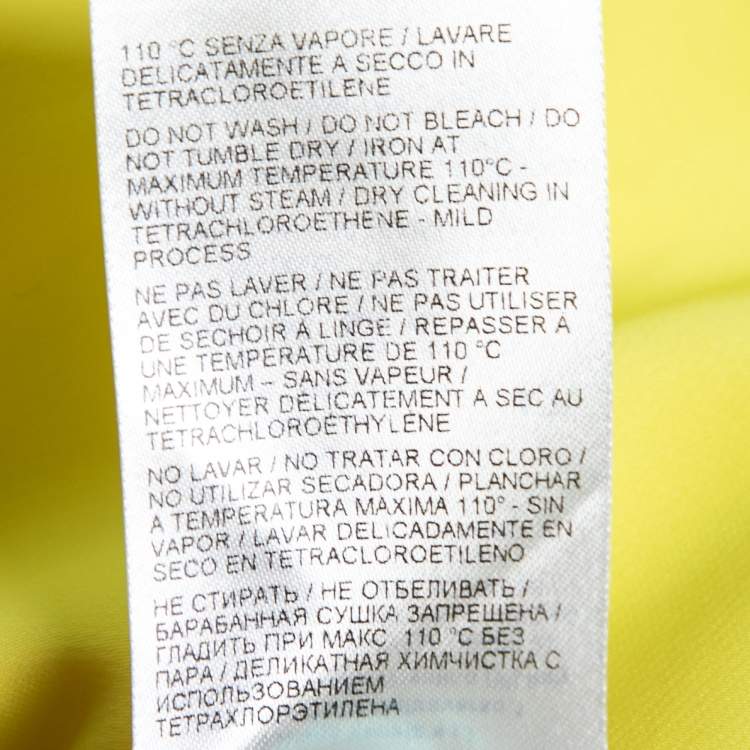 Pre Owned Bottega Veneta Yellow Stretch Crepe Ruffle Neck Top S