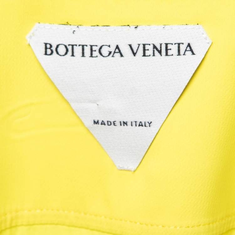 Pre Owned Bottega Veneta Yellow Stretch Crepe Ruffle Neck Top S