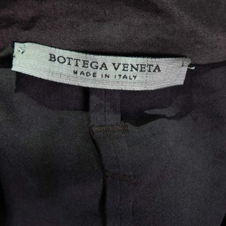 Pre Owned Bottega Veneta Brown Silk & Cotton Zip-Front Jacket M
