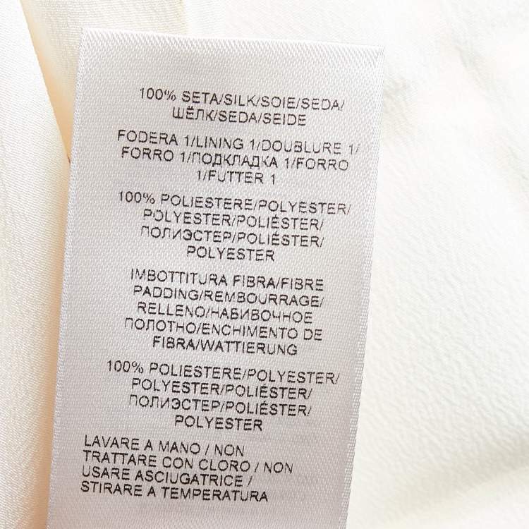 Pre Owned Bottega Veneta Ivory White Silk Grid Detail Dress Shirt M