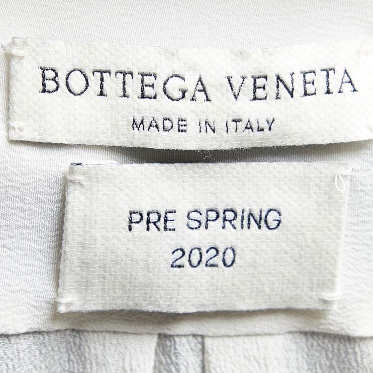 Pre Owned Bottega Veneta Ivory White Silk Grid Detail Dress Shirt M