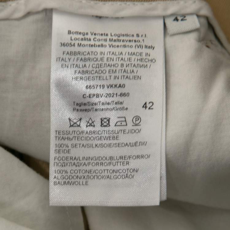 Pre Owned Bottega Veneta Beige Silk Trousers M