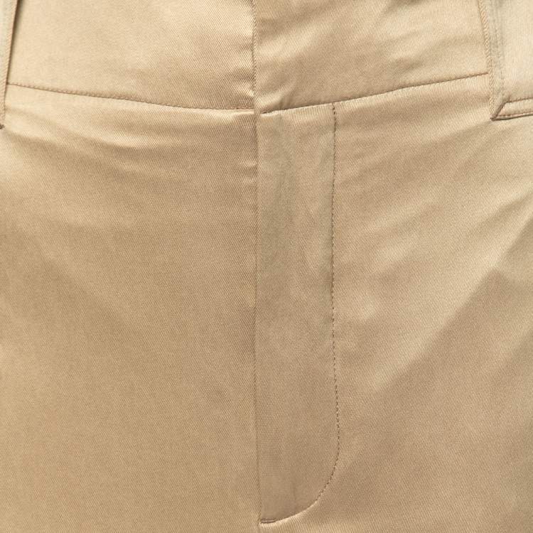 Pre Owned Bottega Veneta Beige Silk Trousers M