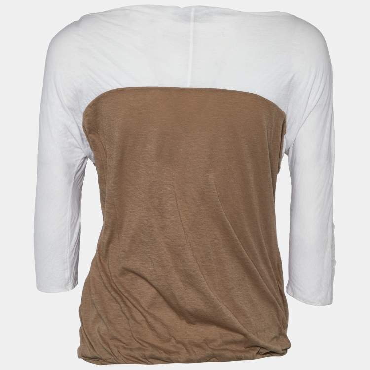 Pre Owned Bottega Veneta Two Tone Cotton Knit T-shirt M