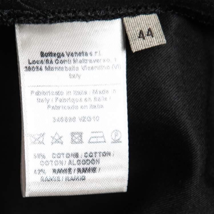 Pre Owned Bottega Veneta Black Cotton Ruched Detail Midi Dress M