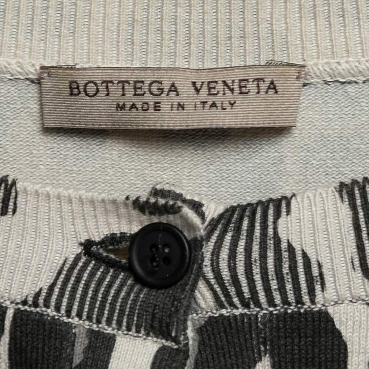 Pre Owned Bottega Veneta Grey Leopard Print Knit Buttoned Cardigan S