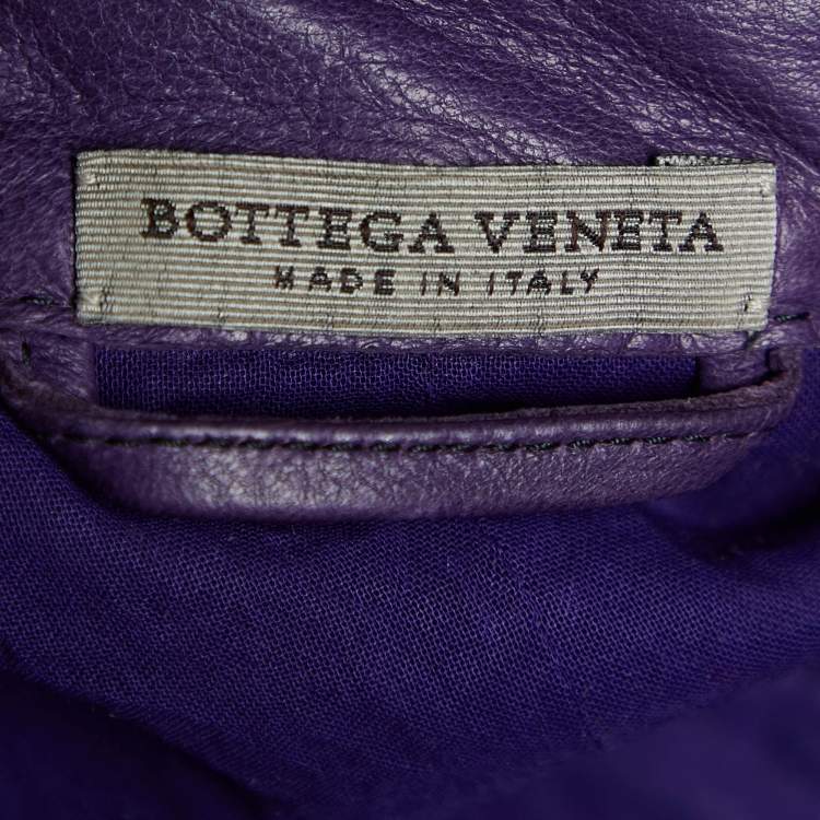 Pre Owned Bottega Veneta Purple Leather & Cotton Button Front Midi Dress L