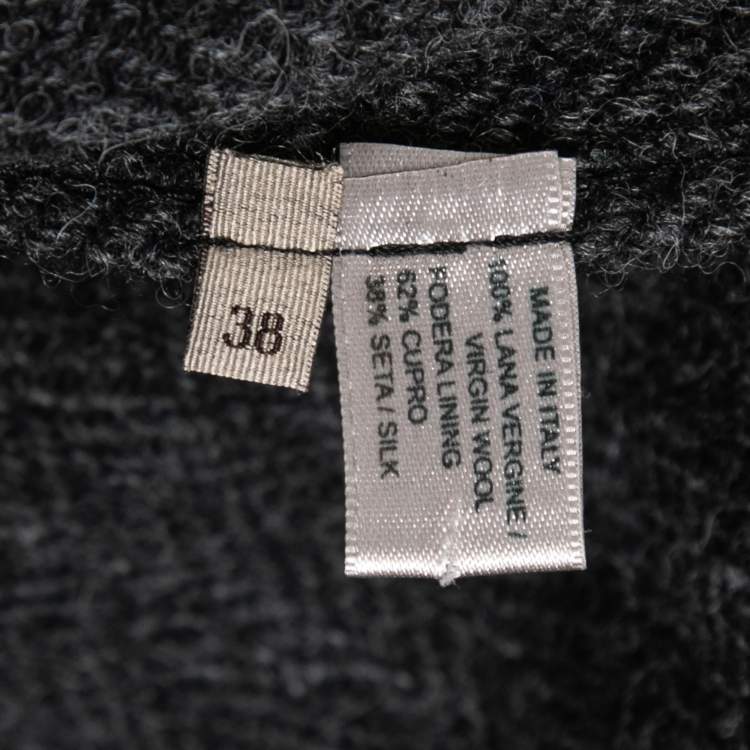 Pre Owned Bottega Veneta Grey Herringbone Pattern Wool Blazer S