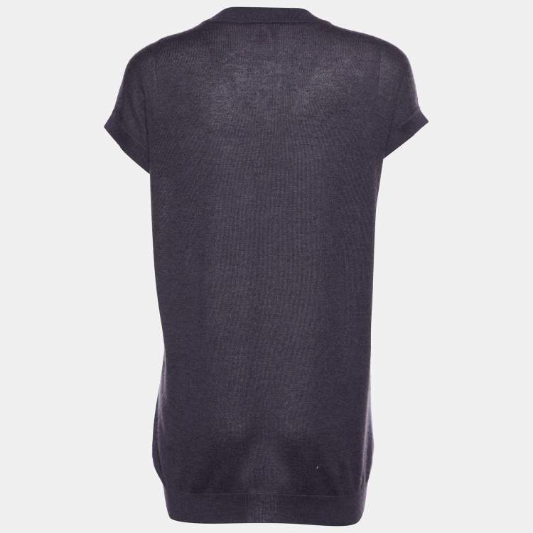 Pre Owned Bottega Veneta Dark Grey Cashmere V-Neck Jumper S