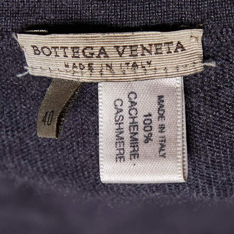 Pre Owned Bottega Veneta Dark Grey Cashmere V-Neck Jumper S