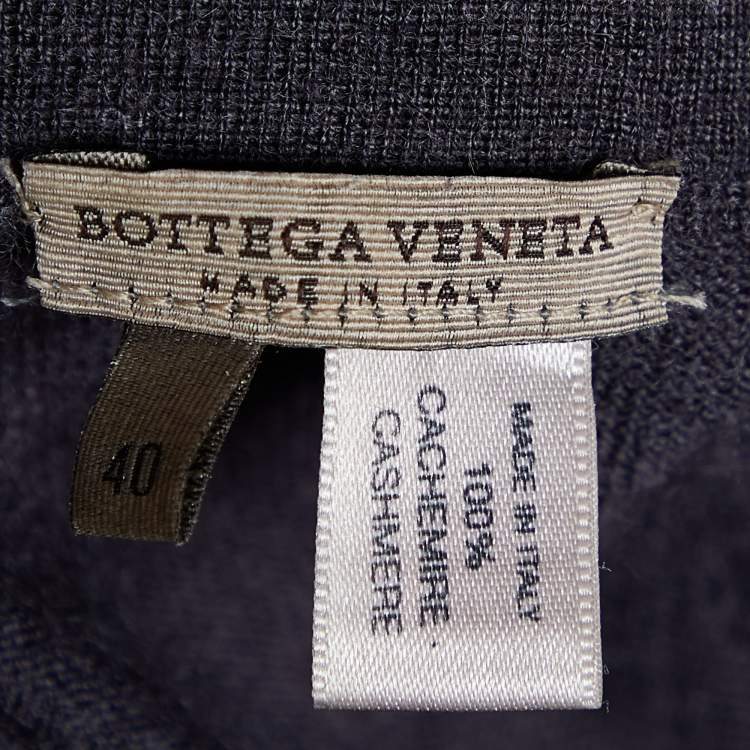 Pre Owned Bottega Veneta Dark Grey Cashmere V-Neck Jumper S