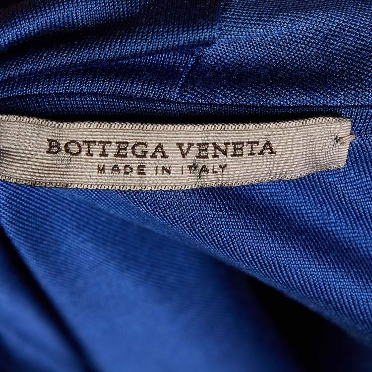 Pre Owned Bottega Veneta Blue Silk Jersey Draped Mini Dress S