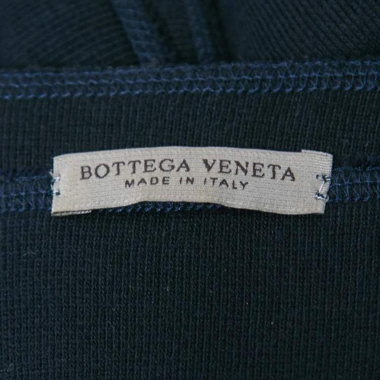 Pre Owned Bottega Veneta Navy Blue Jersey Sleeveless Wrap Sweatshirt M