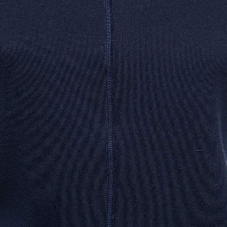 Pre Owned Bottega Veneta Navy Blue Jersey Sleeveless Wrap Sweatshirt M