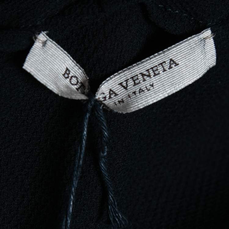 Pre Owned Bottega Veneta Black Gorgette Studded Long Sleeve Top M