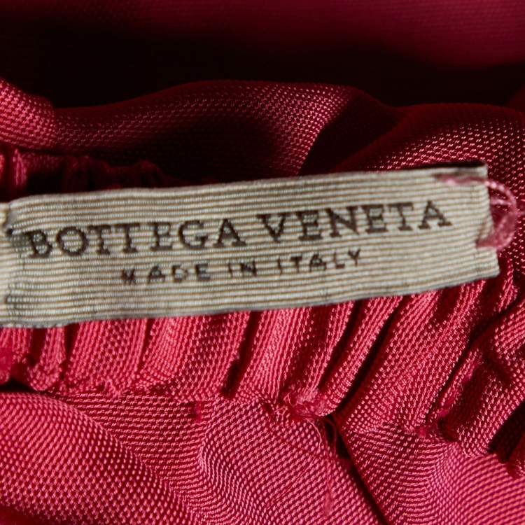 Pre Owned Bottega Veneta Pink Satin Scarf hem Detail Belted Sleeveless Gown M