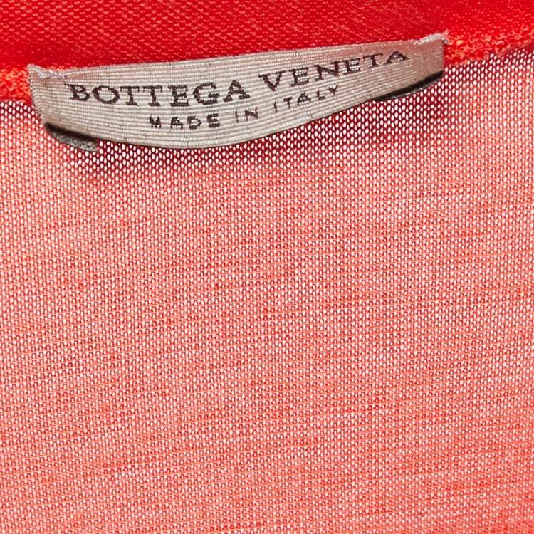 Pre Owned Bottega Veneta Pink/Orange Silk Asymmetrical Mesh Inset Dress M