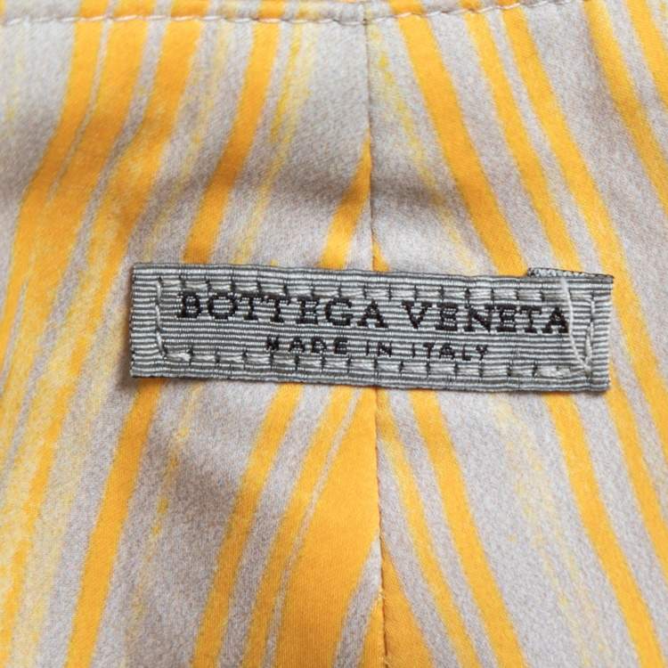 Pre Owned Bottega Veneta Yellow Striped Satin Wide Leg Trousers L