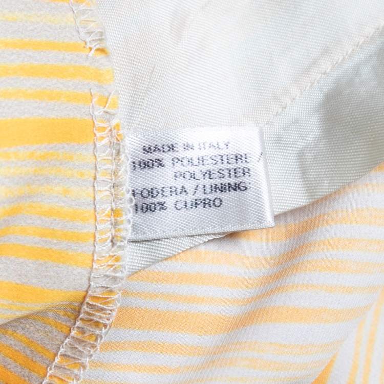 Pre Owned Bottega Veneta Yellow Striped Satin Wide Leg Trousers L