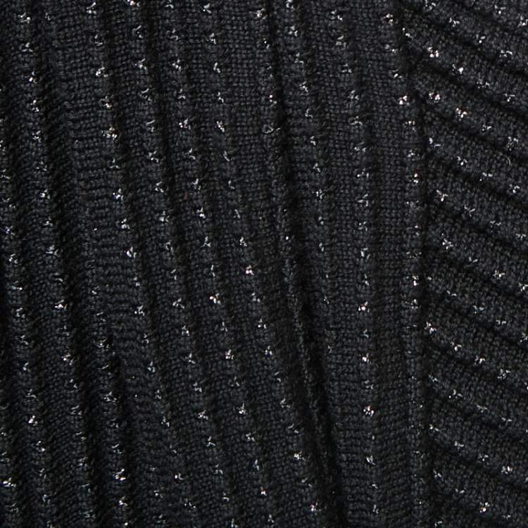 Pre Owned Bottega Veneta Black Wool & Knit Sleeveless Midi Dress M