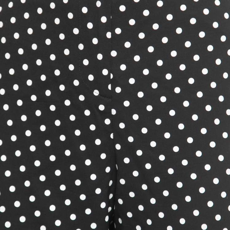 Pre Owned Bottega Veneta Black Polka Dotted Crepe Wide-Leg Pants M