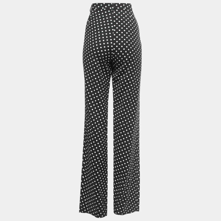 Bottega Veneta Black Polka Dotted Crepe Wide-Leg Pants M Bottega