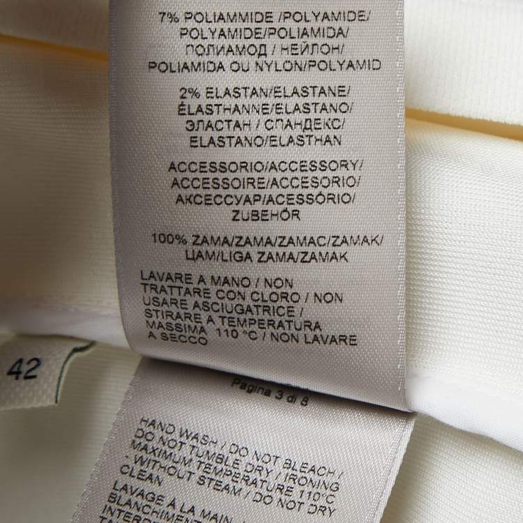 Pre Owned Bottega Veneta White Jersey Trim Detail Long Sleeve Midi Dress M
